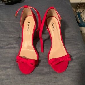 Heels, size 8, red, open toe